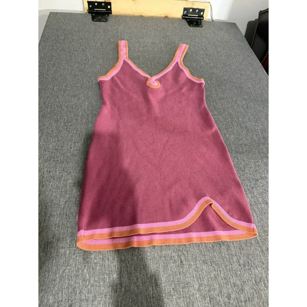 Free People Beach Pink Blair Sweater Knit Mini Dress Sz L Vacation Coastal